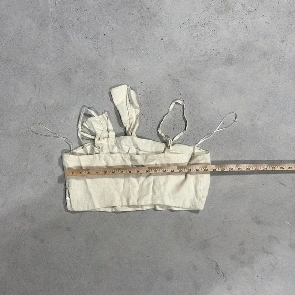 House of Harlow 1960 Linen Crop Top Women Large Cream Tie - Picture 4 of 4
